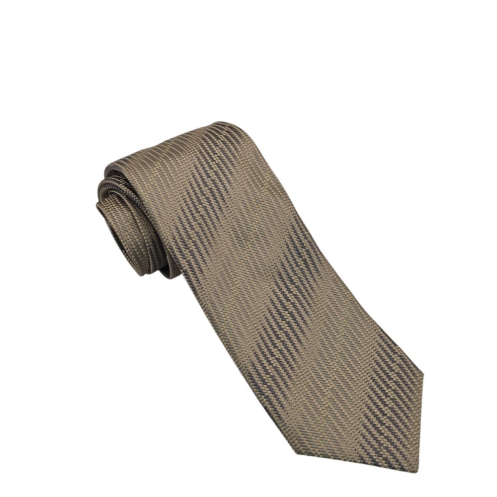 Canali‎ Silk Tie Gold Silver Blue Textured Geometric Luxury Italian Designer
